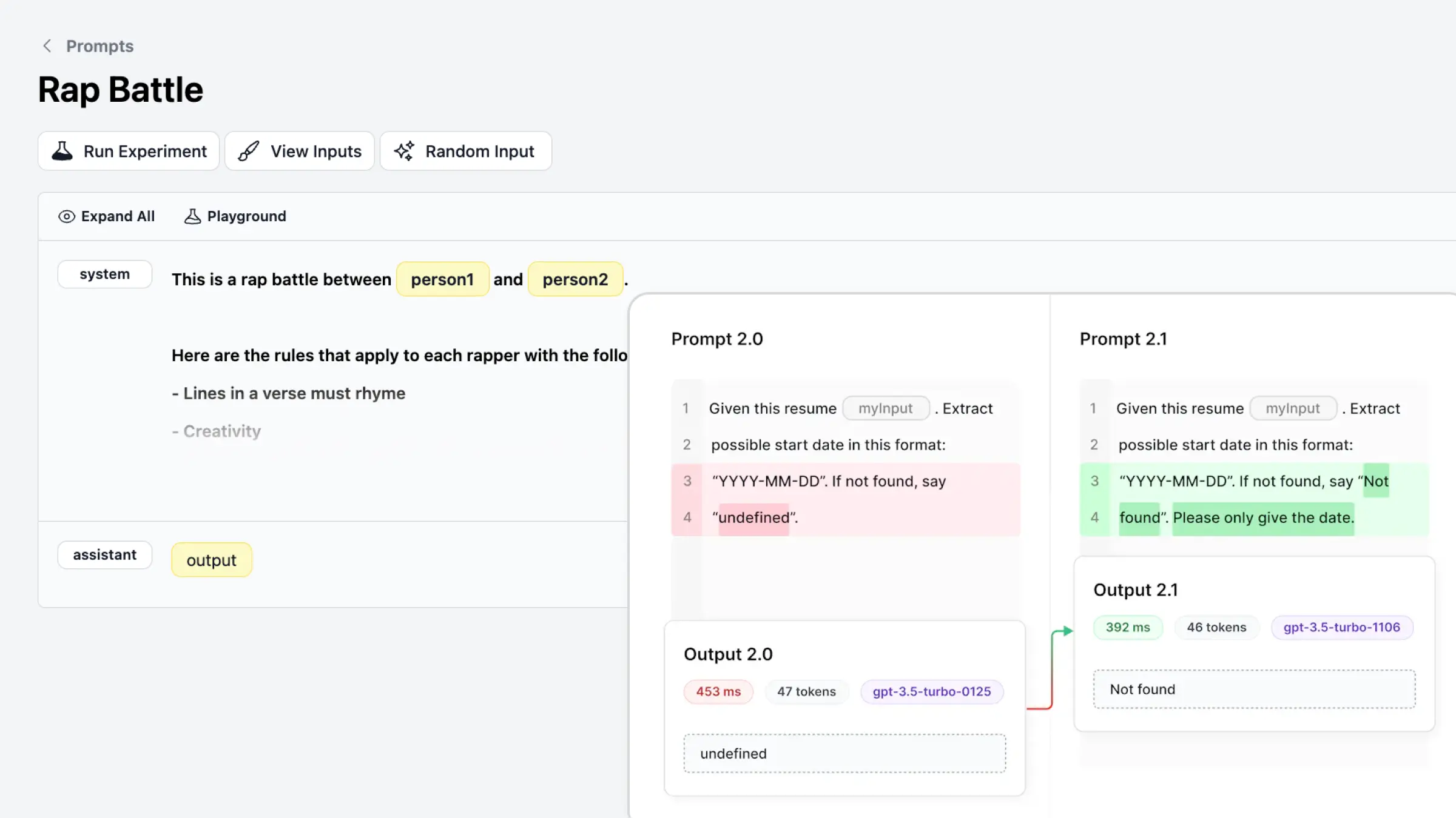 Create Prompt Templates, Run Experiments and Compare LLM Outputs